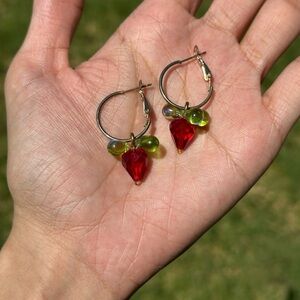 Handmade Strawberry Hoop Earrings